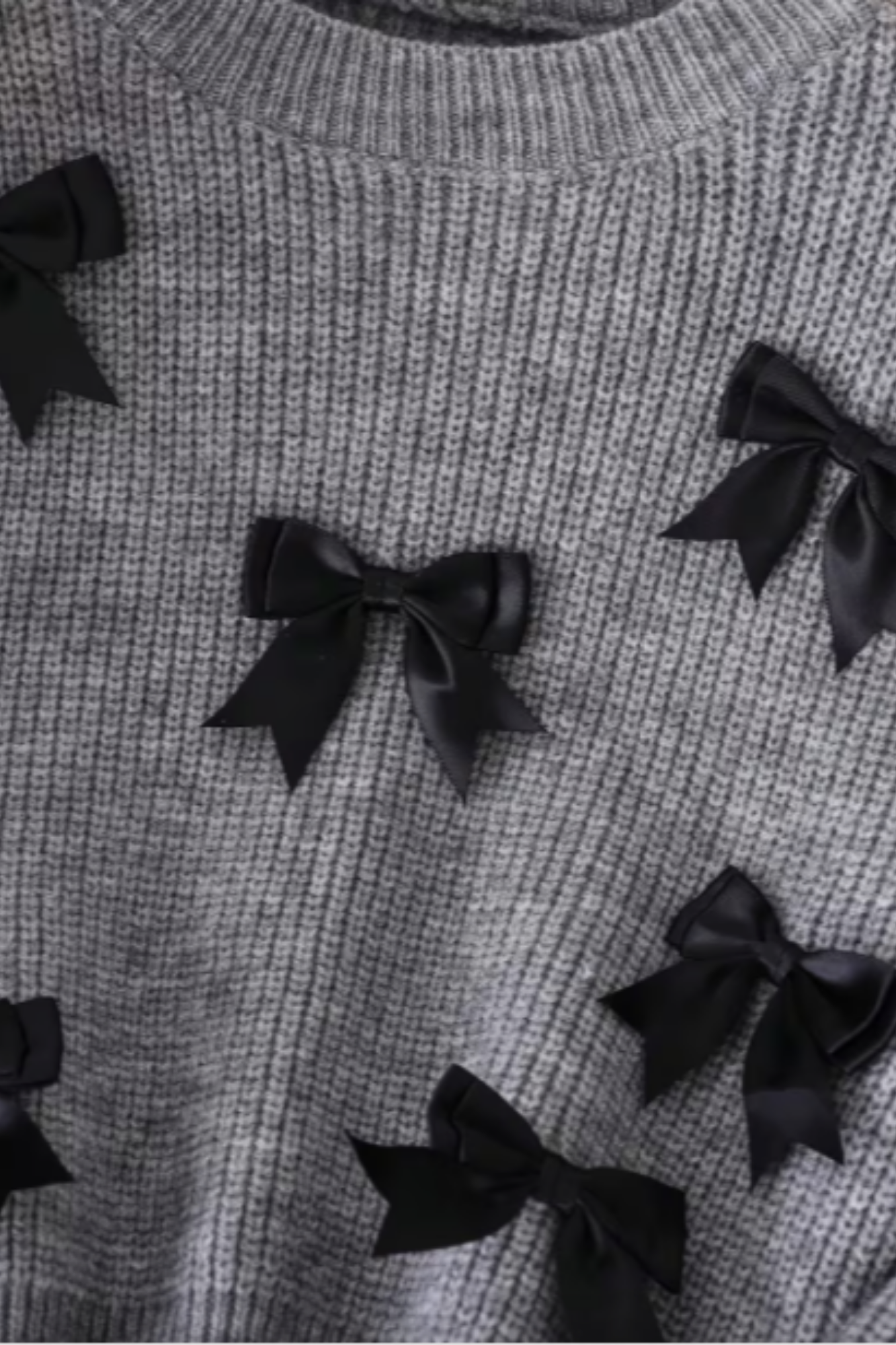 Grey Pullover with Black Bows