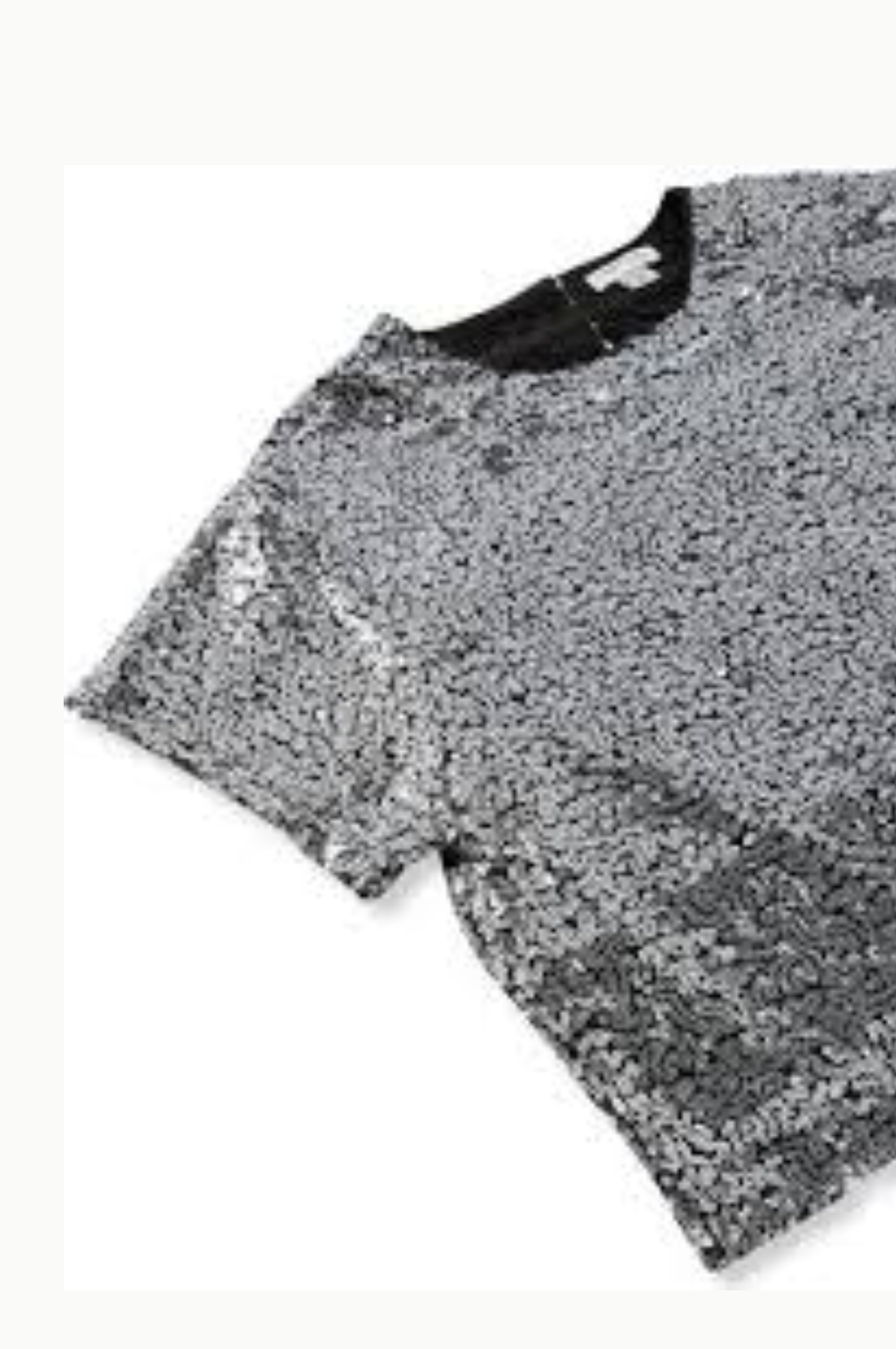 All-over Sequin Mesh Silver Top