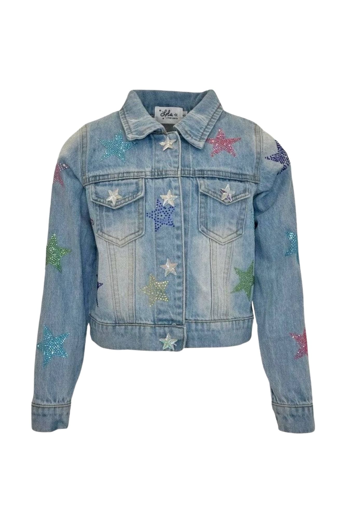 Crystal Rainbow Stars Denim Jacket