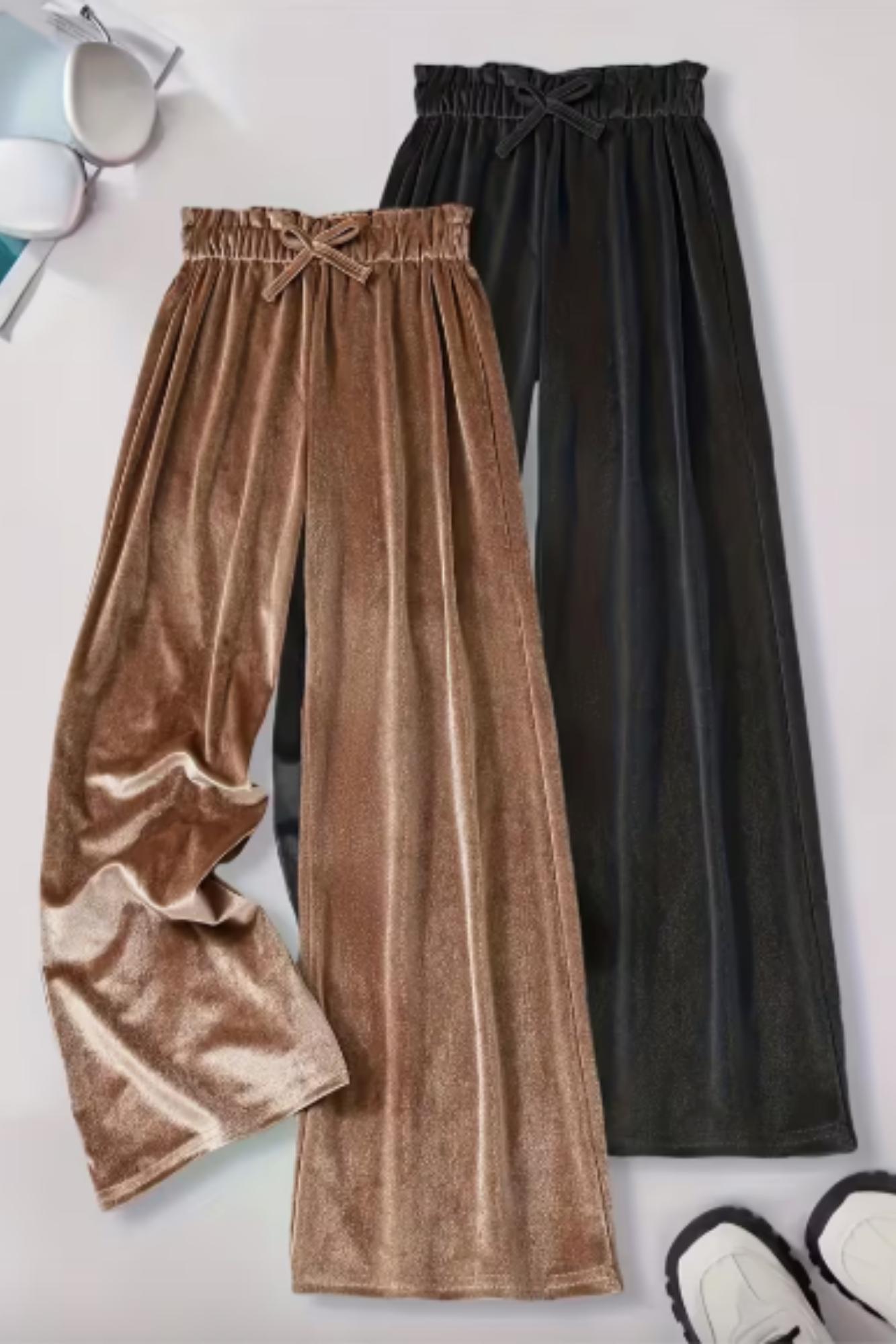 Black Velvet Wide-Leg Pants