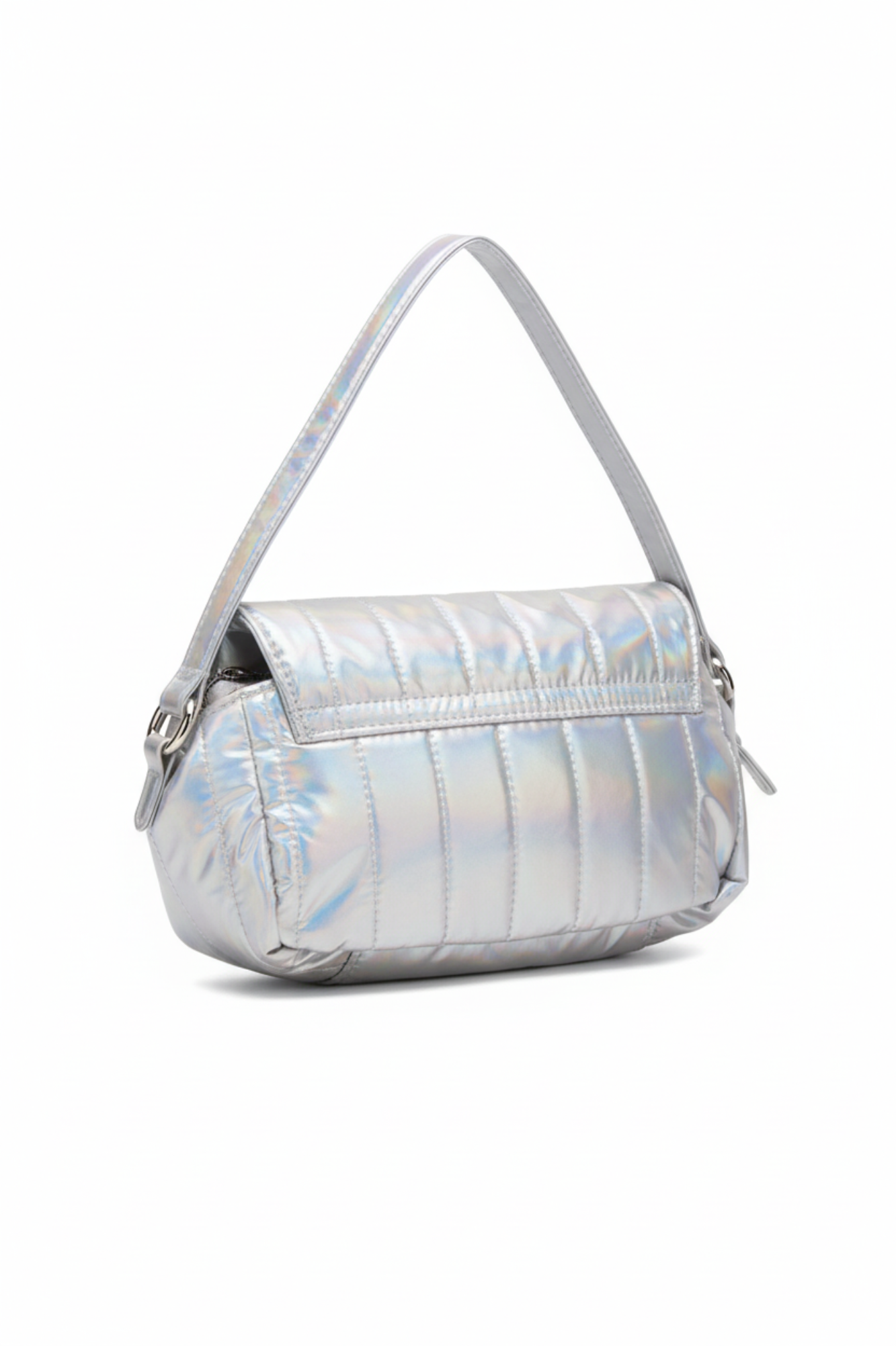 Charm Quilted Crossbody Bag Silver