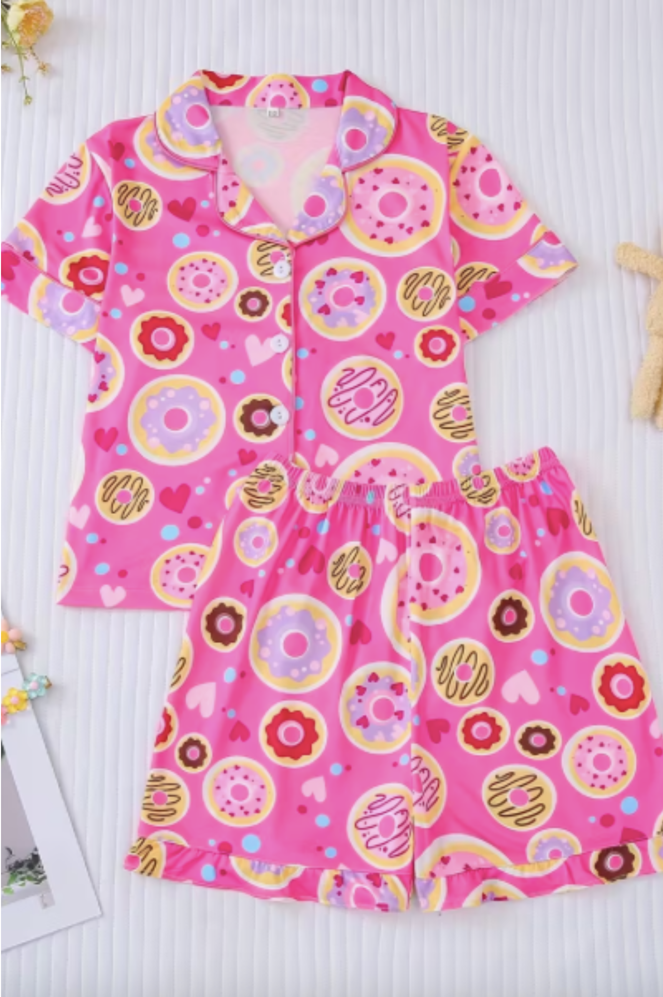 Pink Multicolor Donuts Pajamas