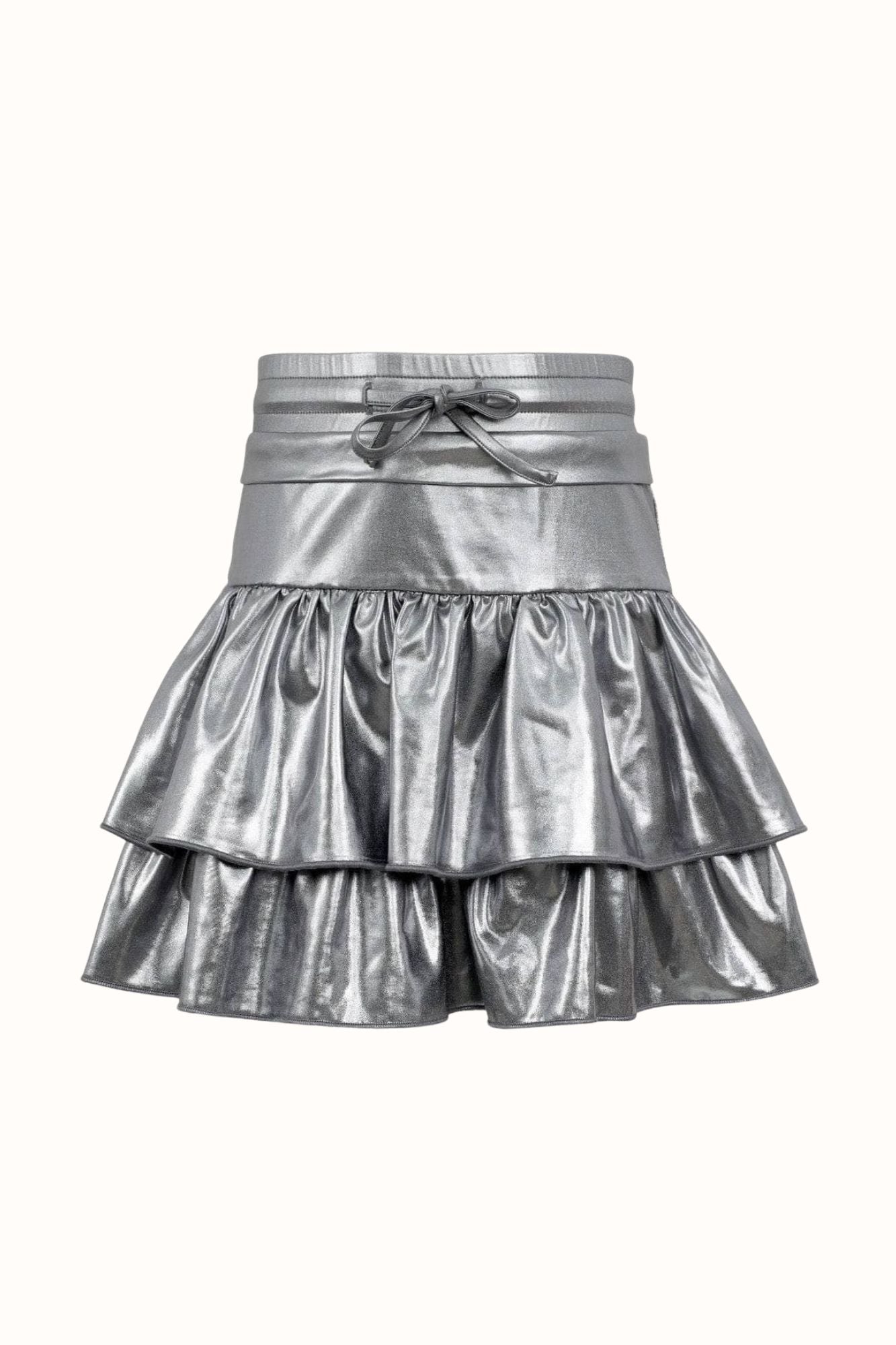 Silver Metallic Ruffle Skort