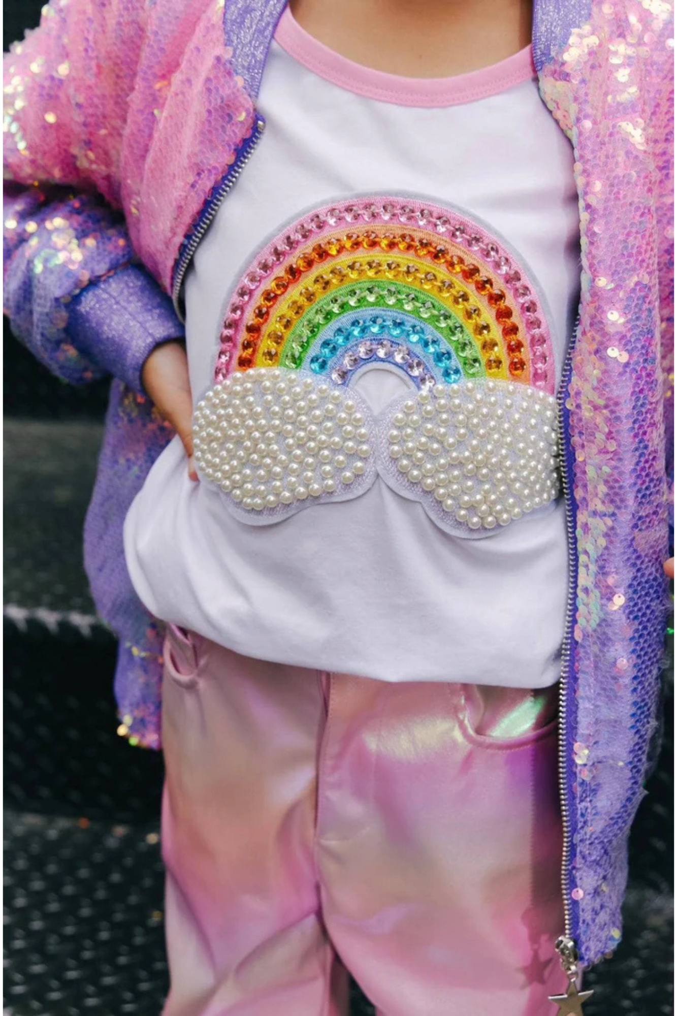 Rainbow Pearl Patch T-Shirt