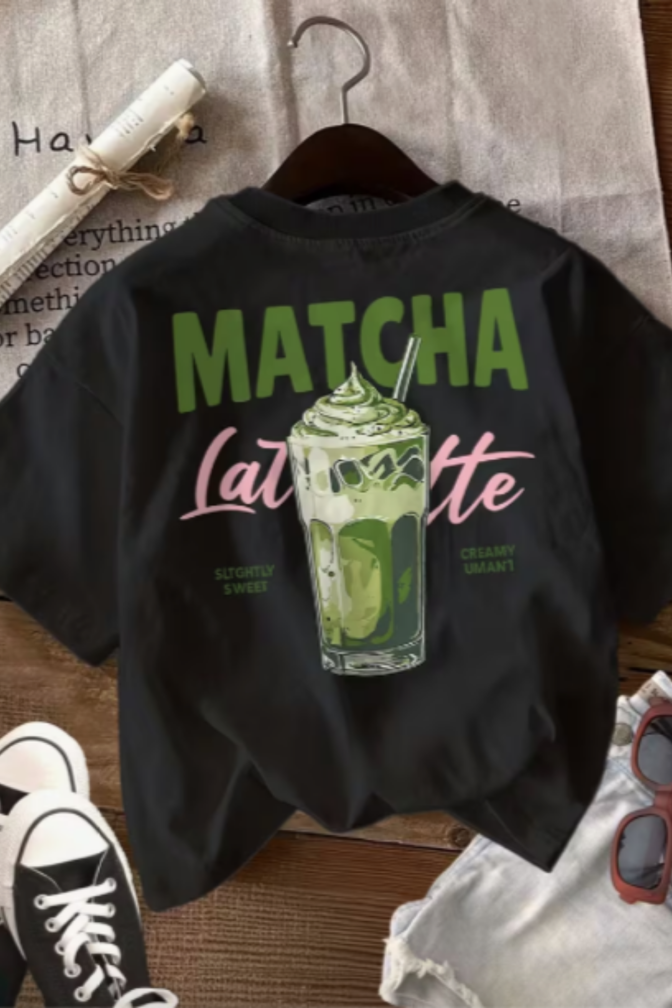 Oversized Black Matcha T-Shirt