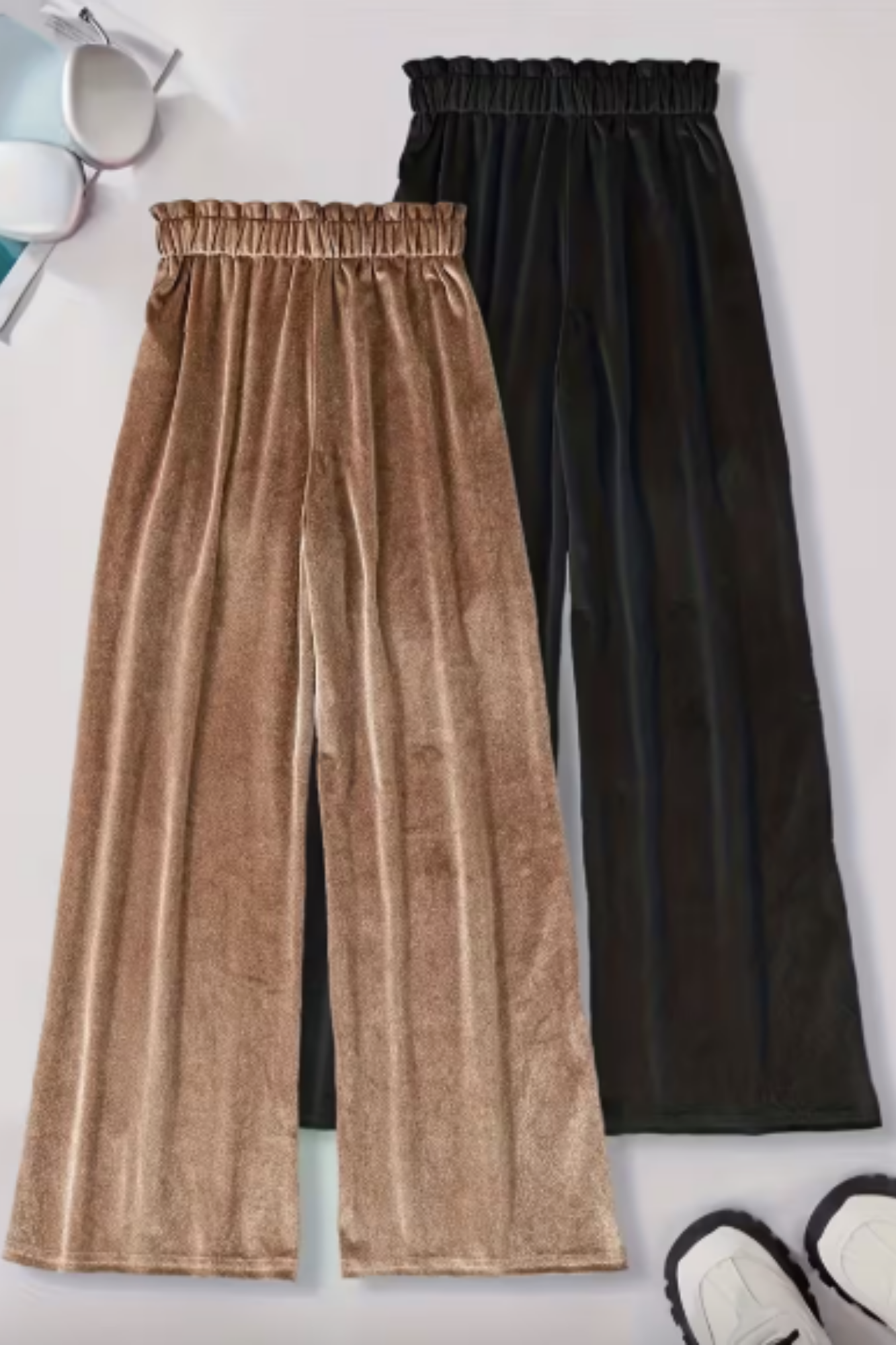 Black Velvet Wide-Leg Pants
