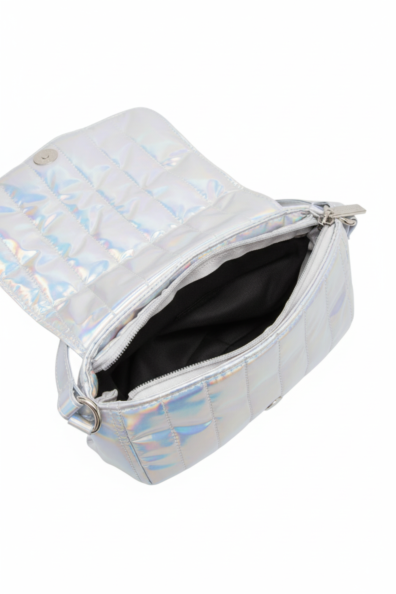 Charm Quilted Crossbody Bag Silver