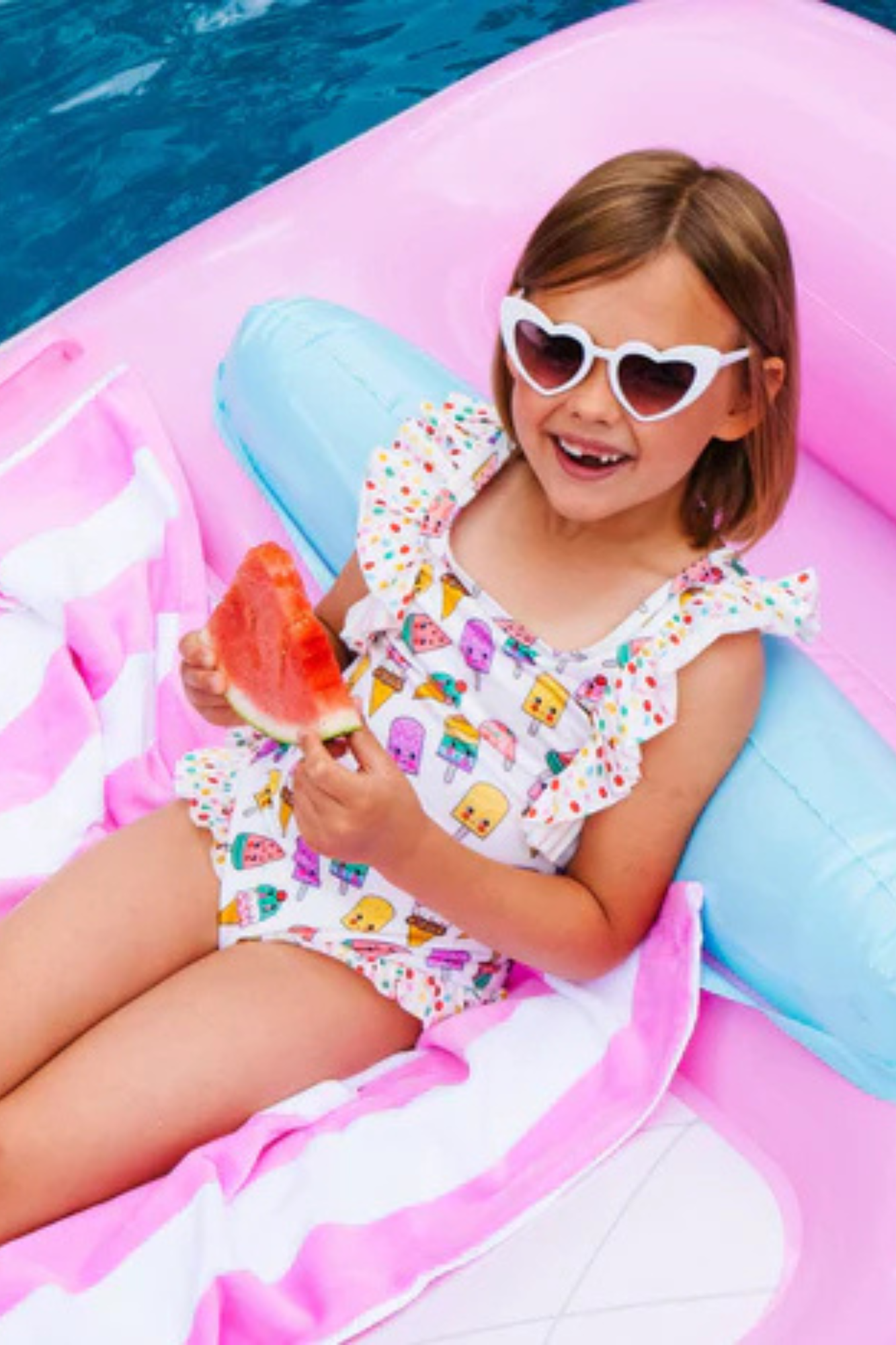 Rainbow Ice Cream Ruffle Swimsuit