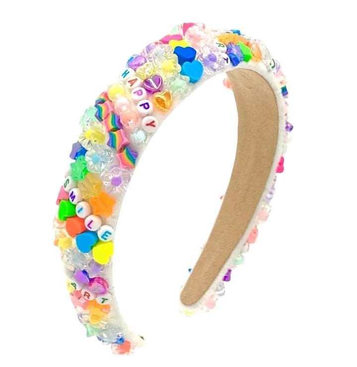 Mega 3D Charms Headband Pink & White