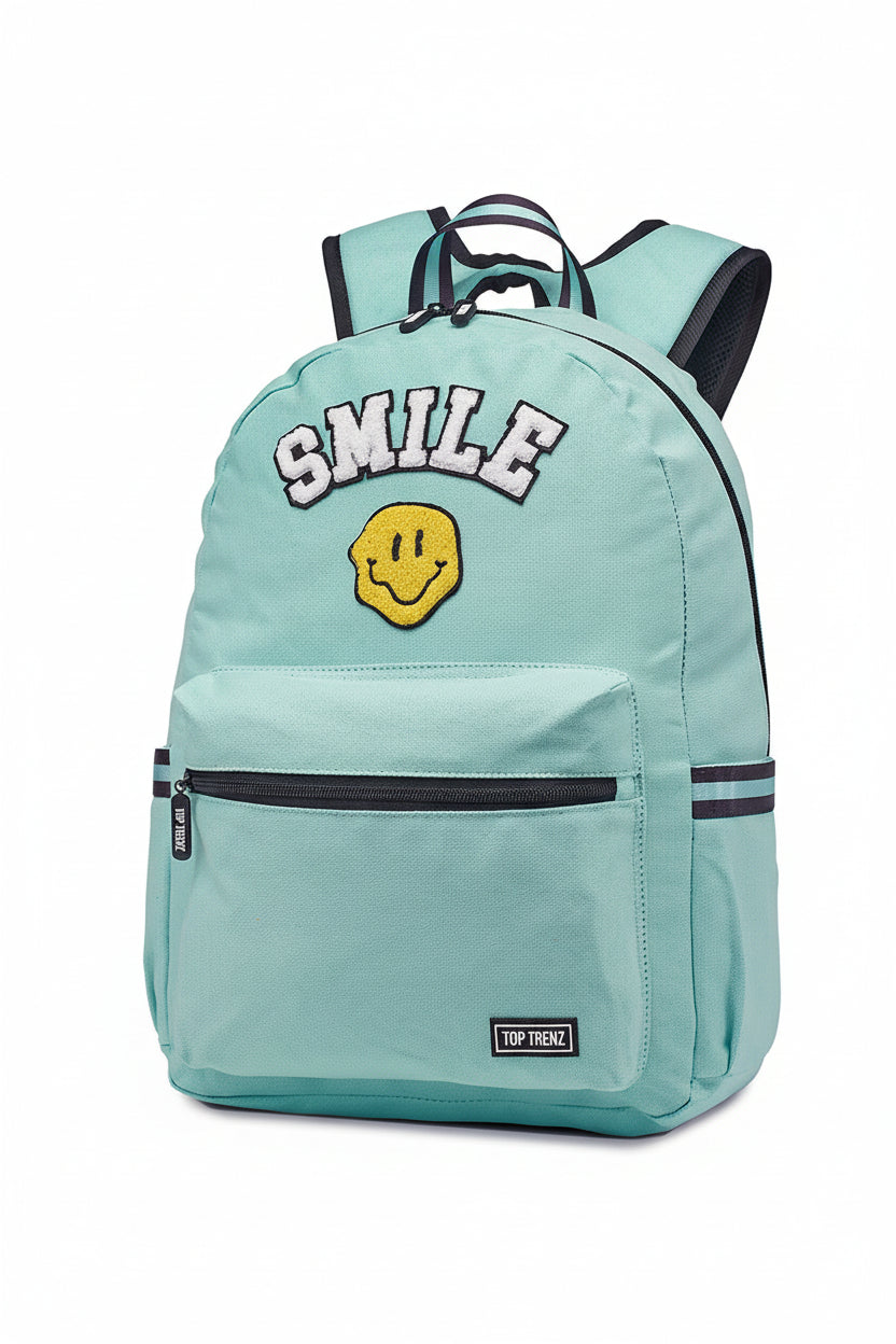 Aqua Smile Bag with Patches
