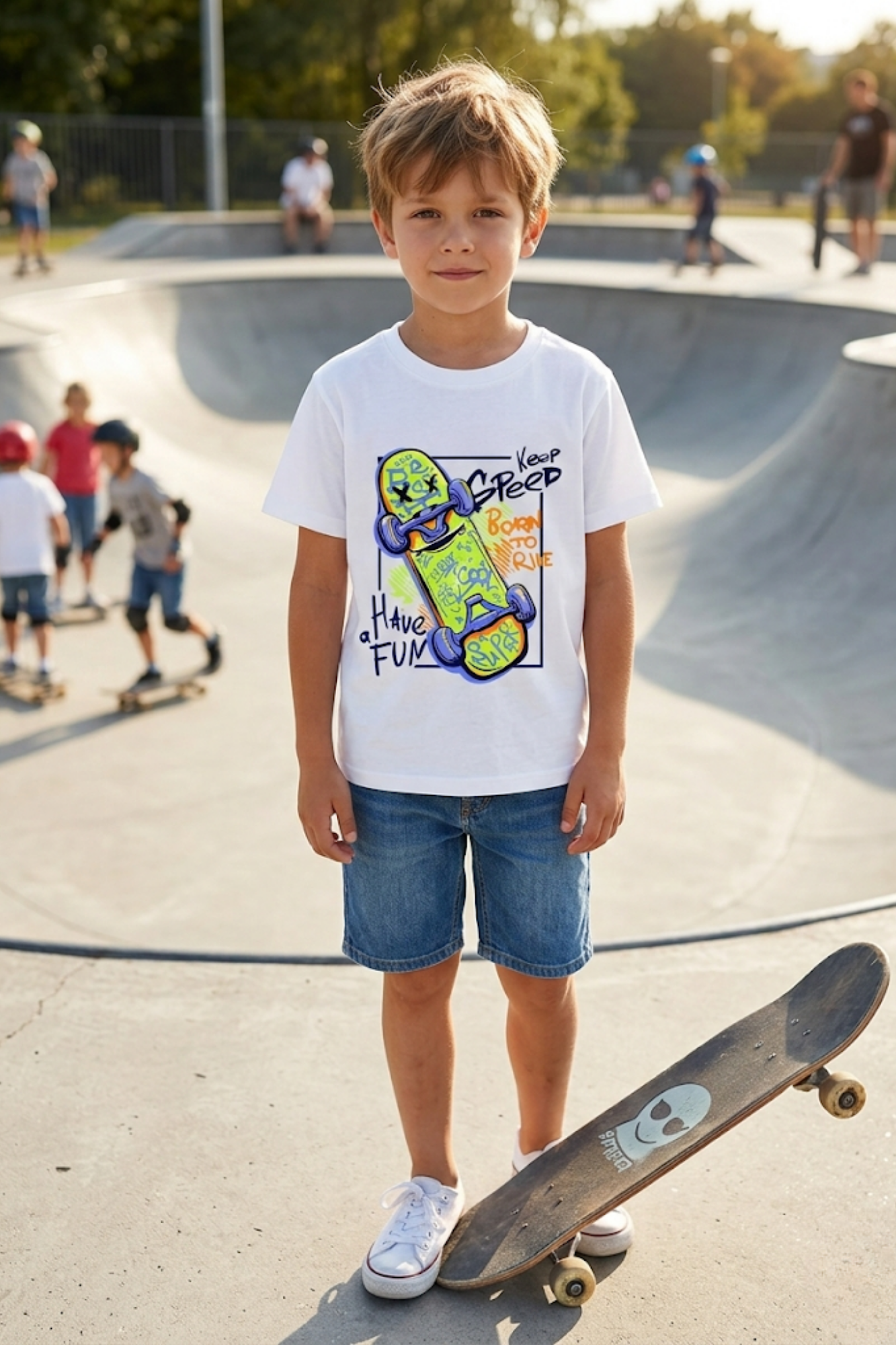 White Graffiti Skateboard T-Shirt
