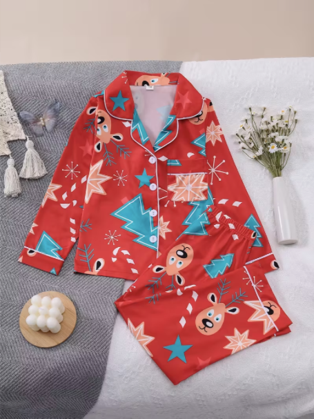 Red Reindeer & Christmas Tree Pajamas