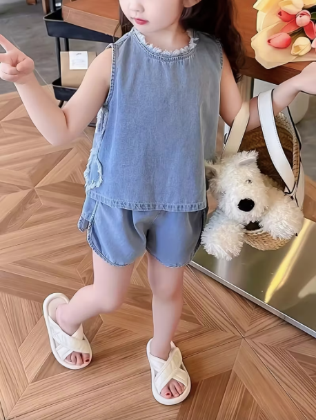 Blue Denim Short Set