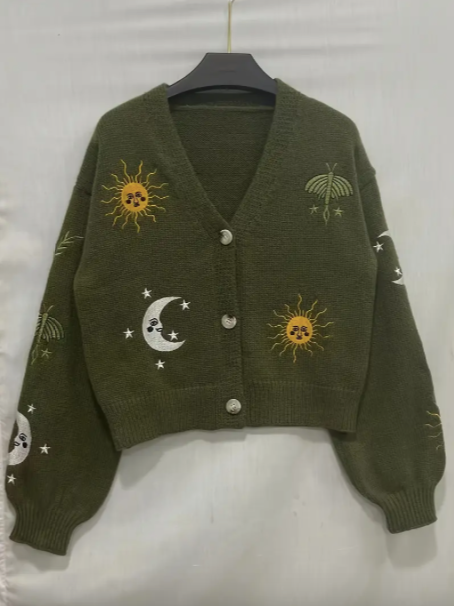 Green Sun & Moon Cardigan