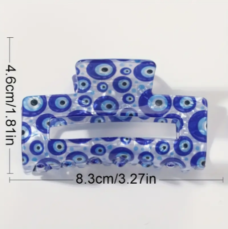 Pearly Blue Turkish Eye Claw Hair Clips