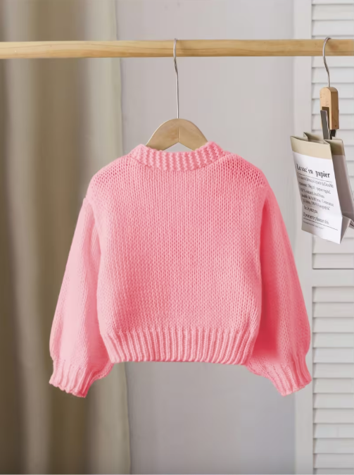 Coral Cardigan Pink Hearts