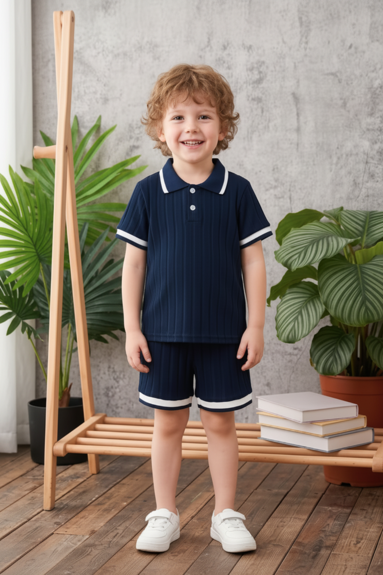 Navy Blue Soft Chemise & Shorts Set
