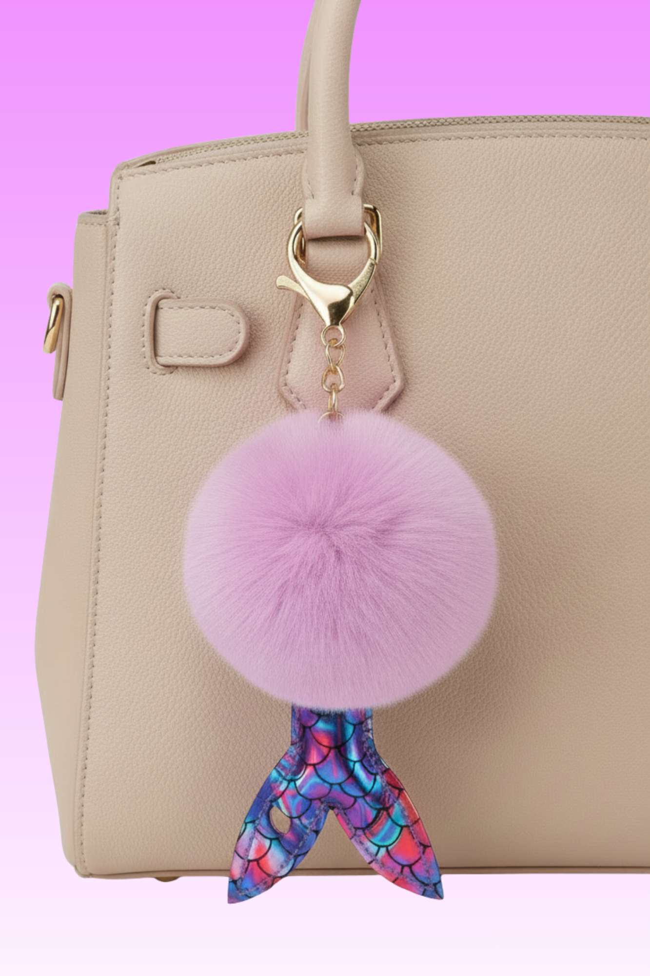 Mermaid Furry Pom-Pom Clip Purple