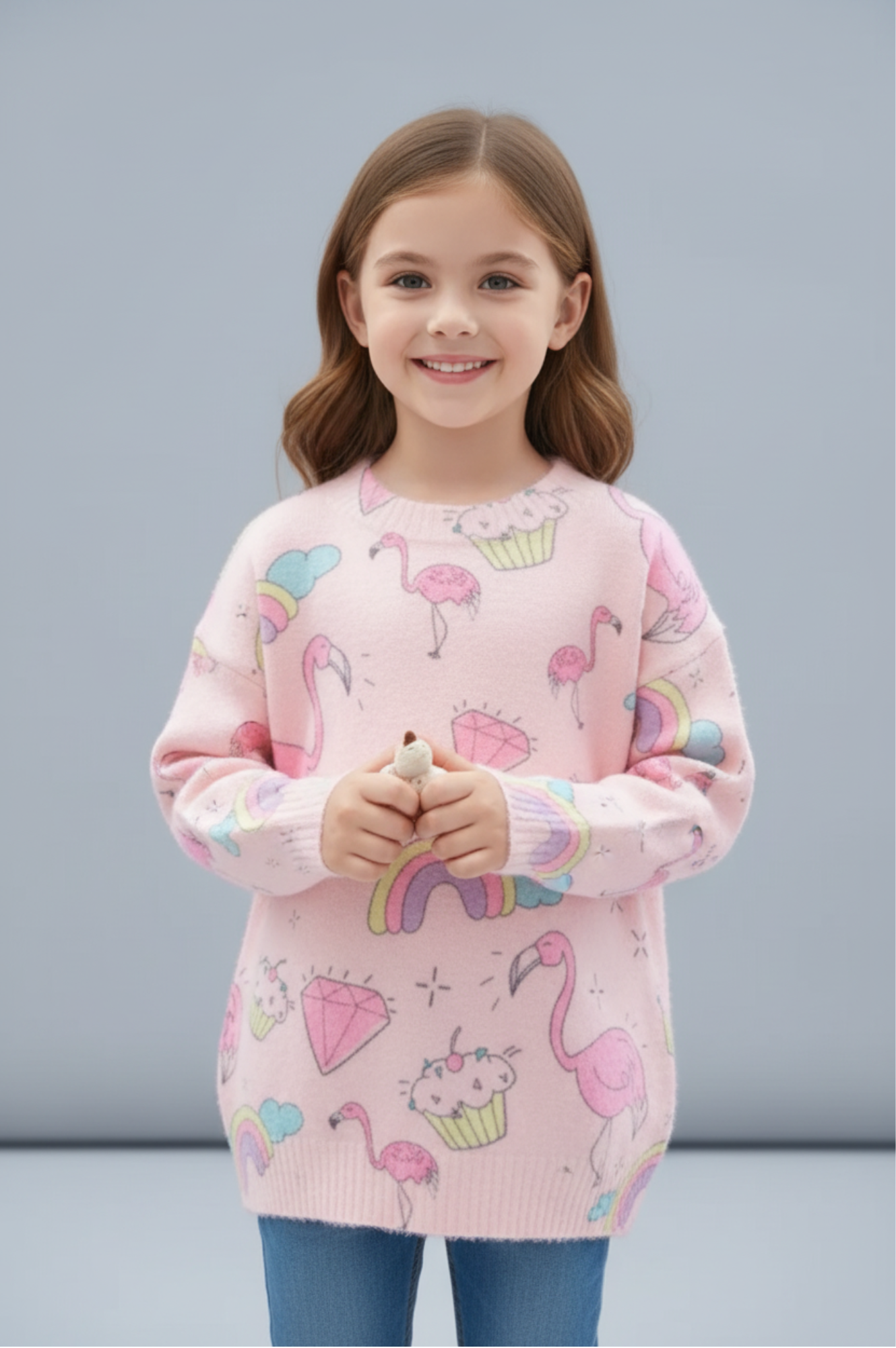 Pink Flamingo & Rainbow Sweater