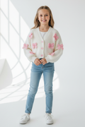 White Cropped Bow Cardigan