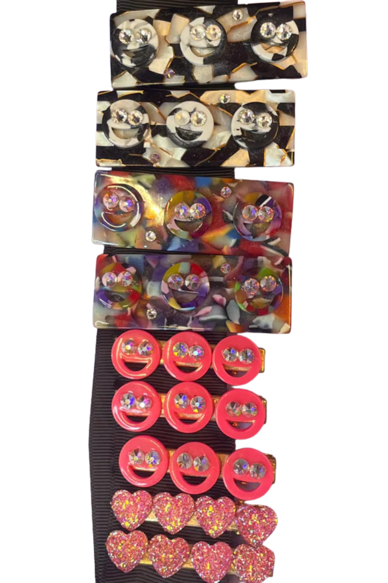 Crystallized Smiley Resin Clips