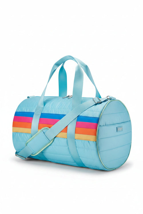 Blue Puffer Duffle Bag Retro Stripe