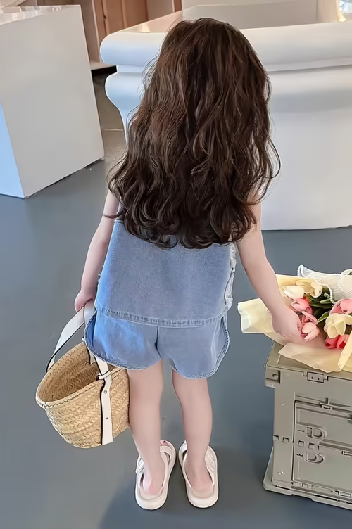 Blue Denim Short Set