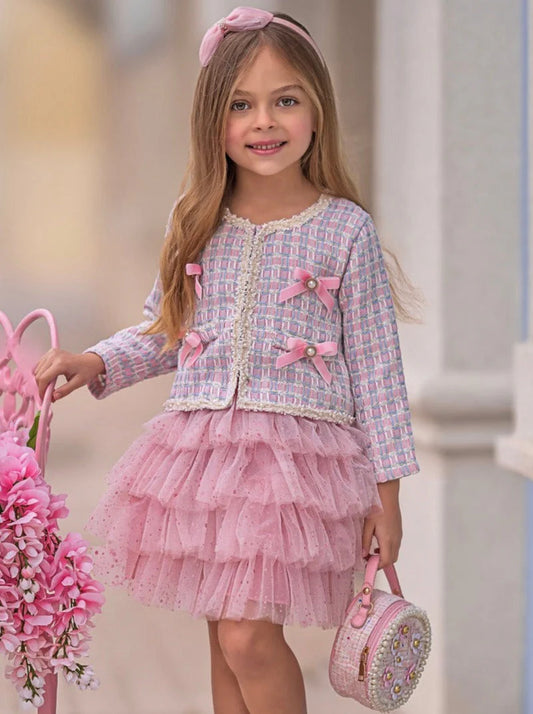 Preppy Ballet Tweed Blazer & Tutu Skirt Set