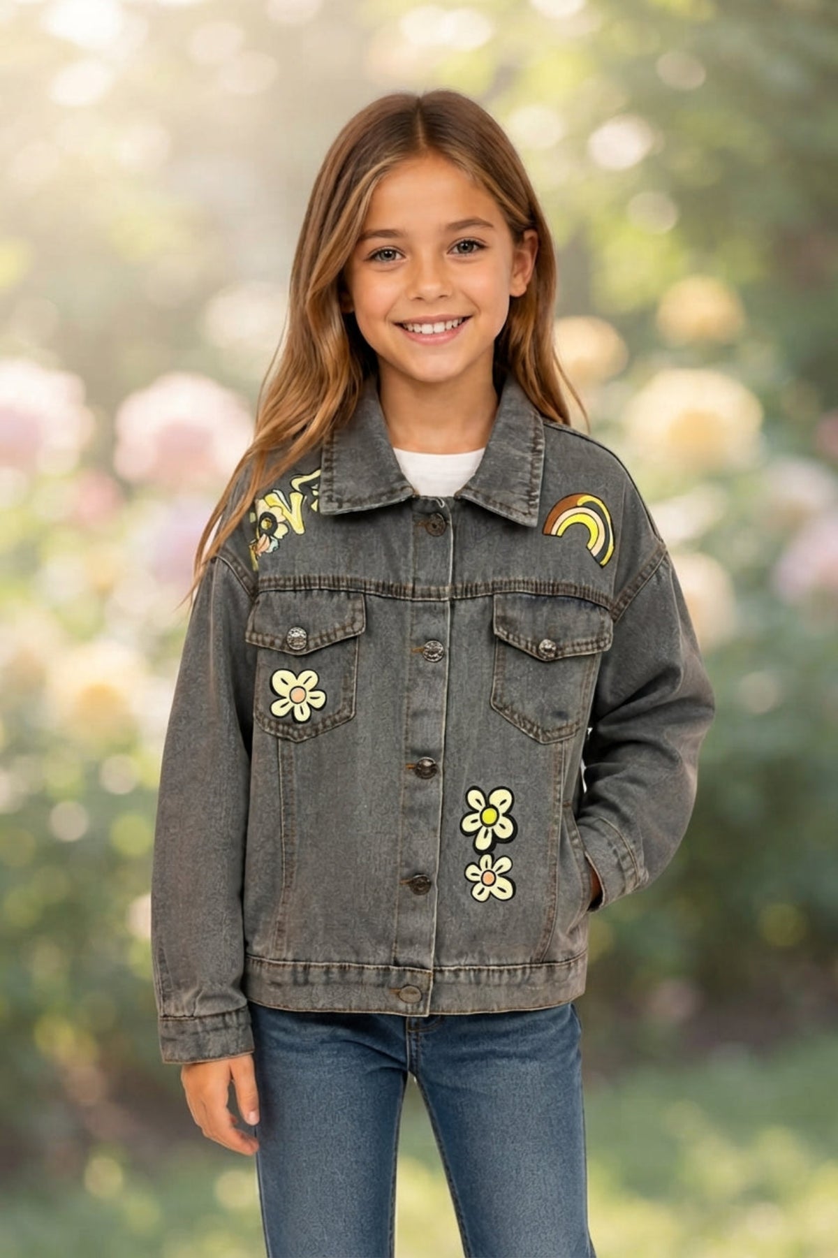 Soft Love & Peace Denim Jacket