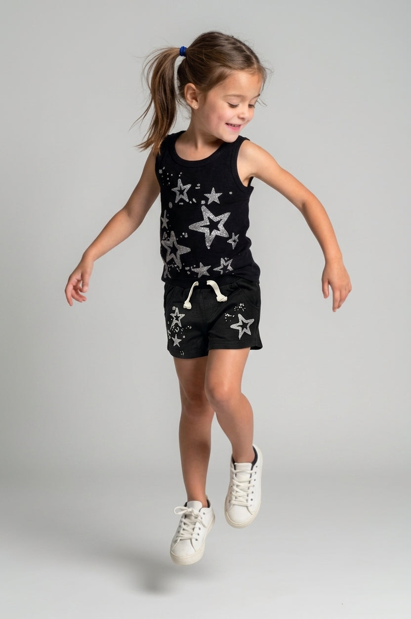 Black Set Metallic Stars