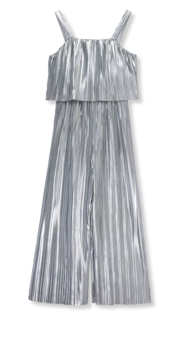 Wide Leg Silver Jumpsuit
