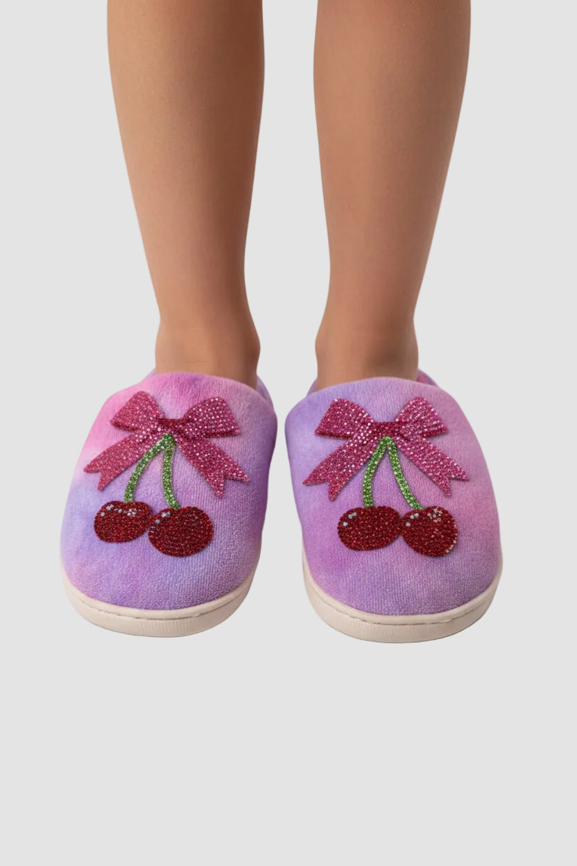 Purple Cherry Bow of Slippers