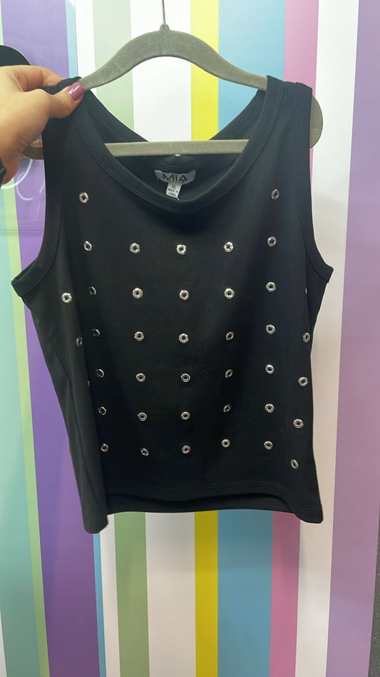 T-Shirt Studded Tank Black
