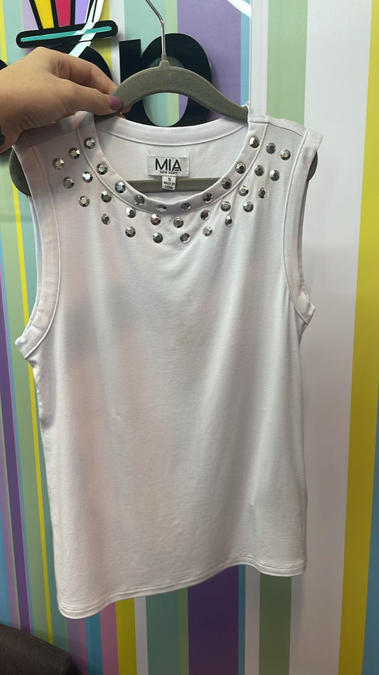 T-Shirt Studded Tank White