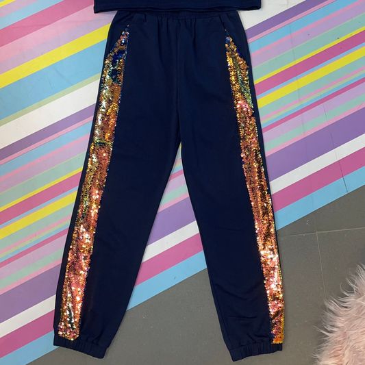 Flip Sequin Side Jogger Pants Navy