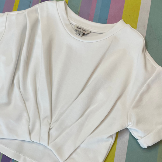Twisted Sleeve White Top