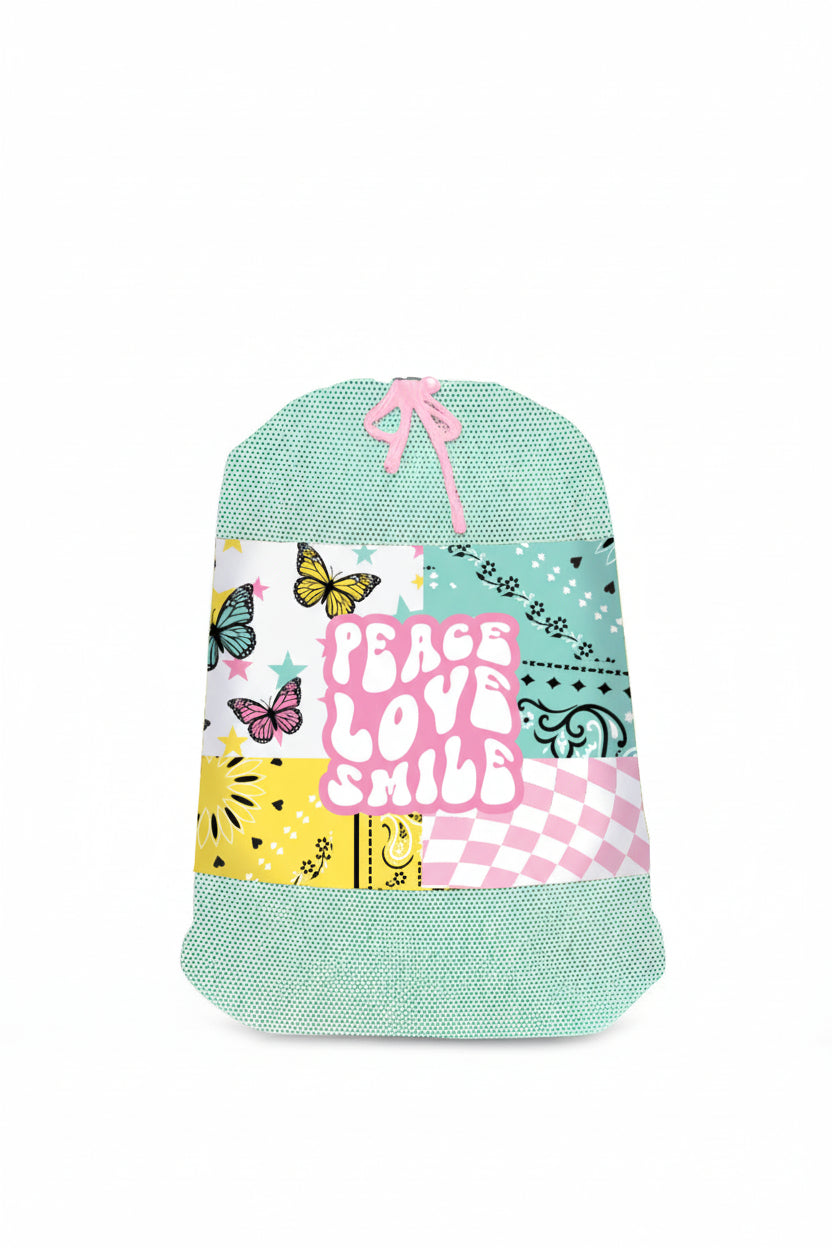 Wavy Text Mesh Laundry Bag