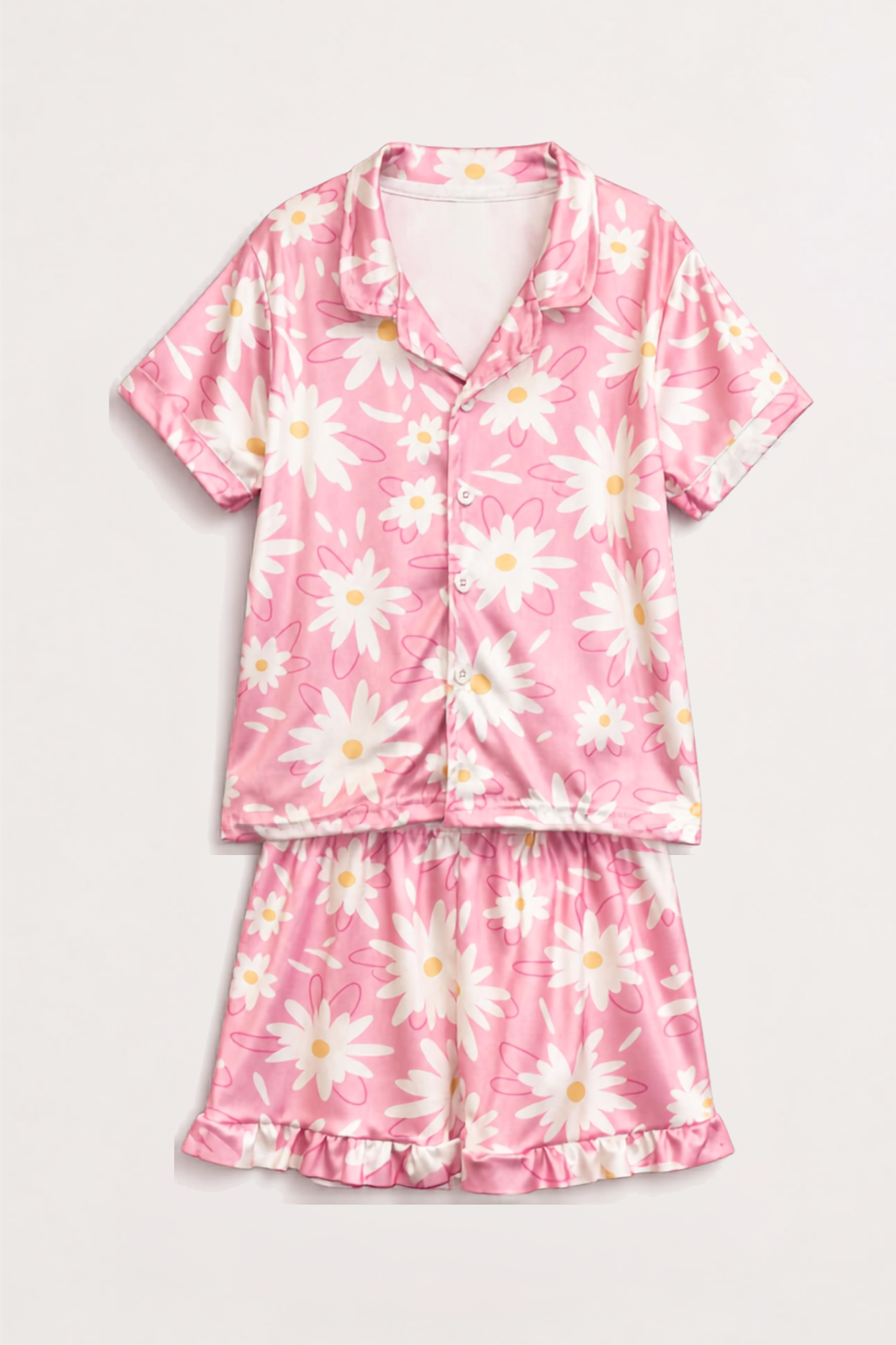 Pink Pajamas White Flowers