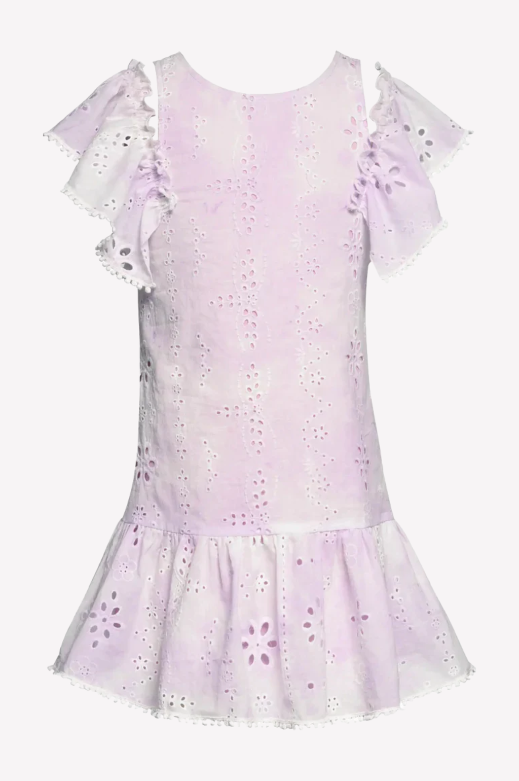Lila Tie Dye Eyelet Dress w/ Smocked Ruffles