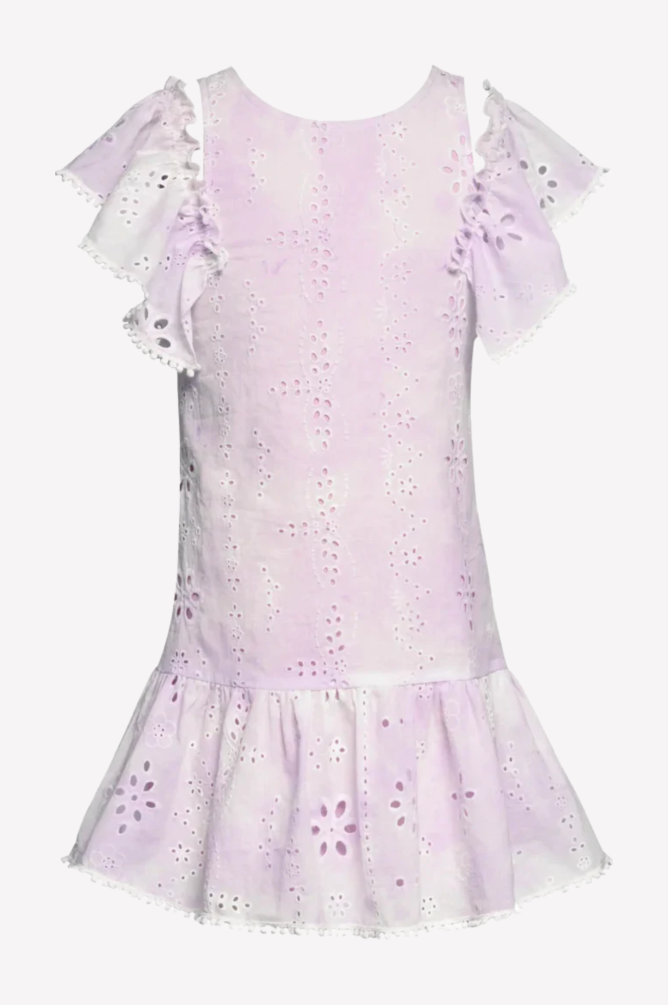 Lila Tie Dye Eyelet Dress w/ Smocked Ruffles