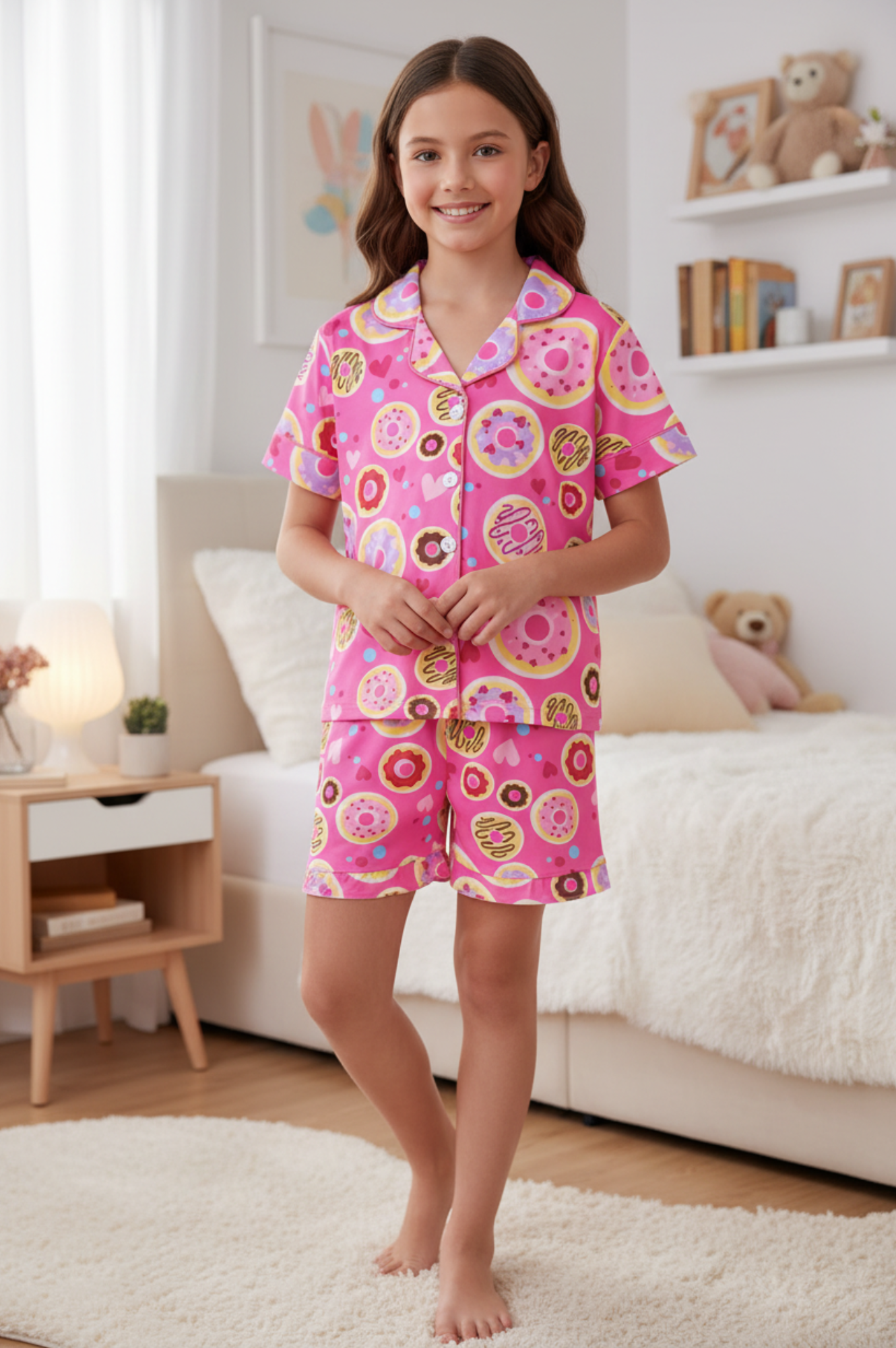 Pink Multicolor Donuts Pajamas