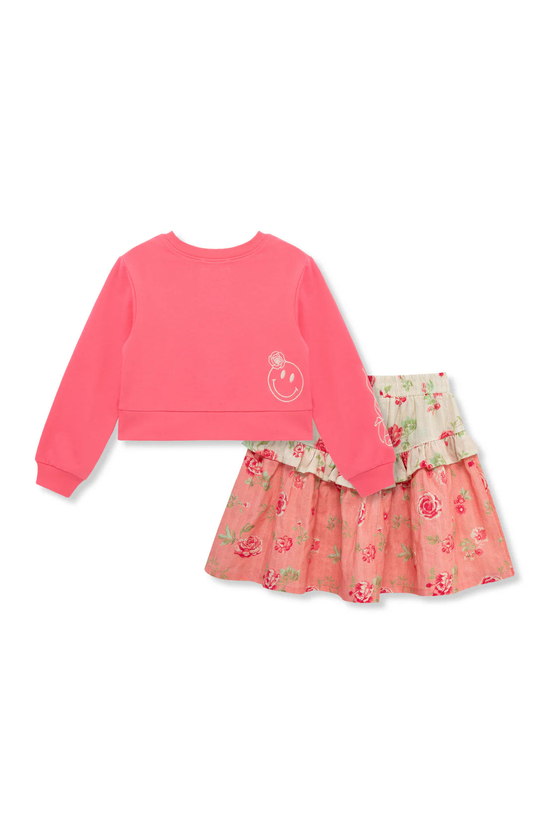 Rose Coral Print Skirt Set