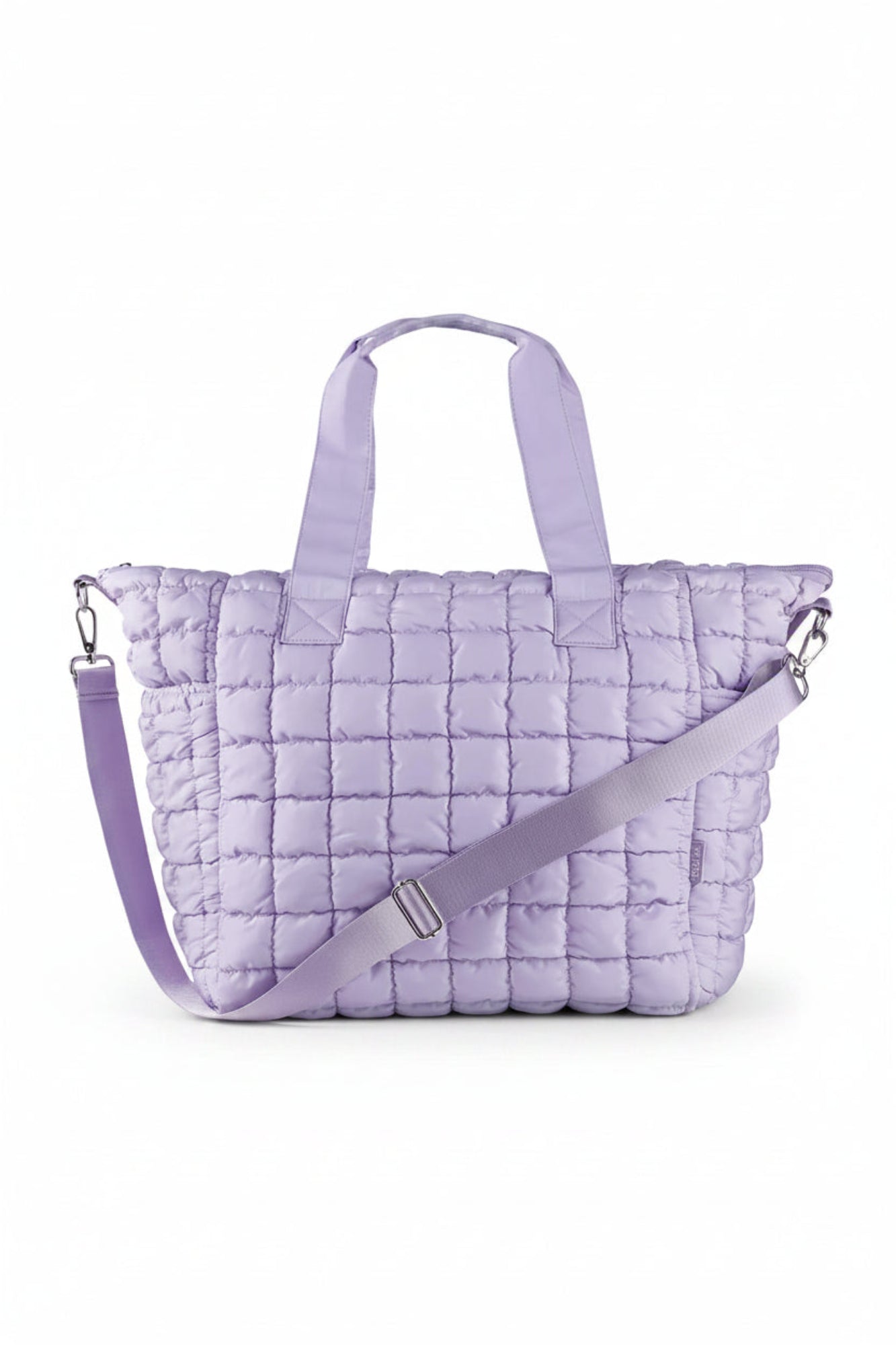 Purple Retro Stripes Puffer Weekender Tote Bag