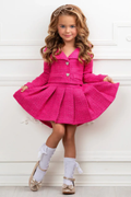 Pink Blazer & Pleated Skirt Set