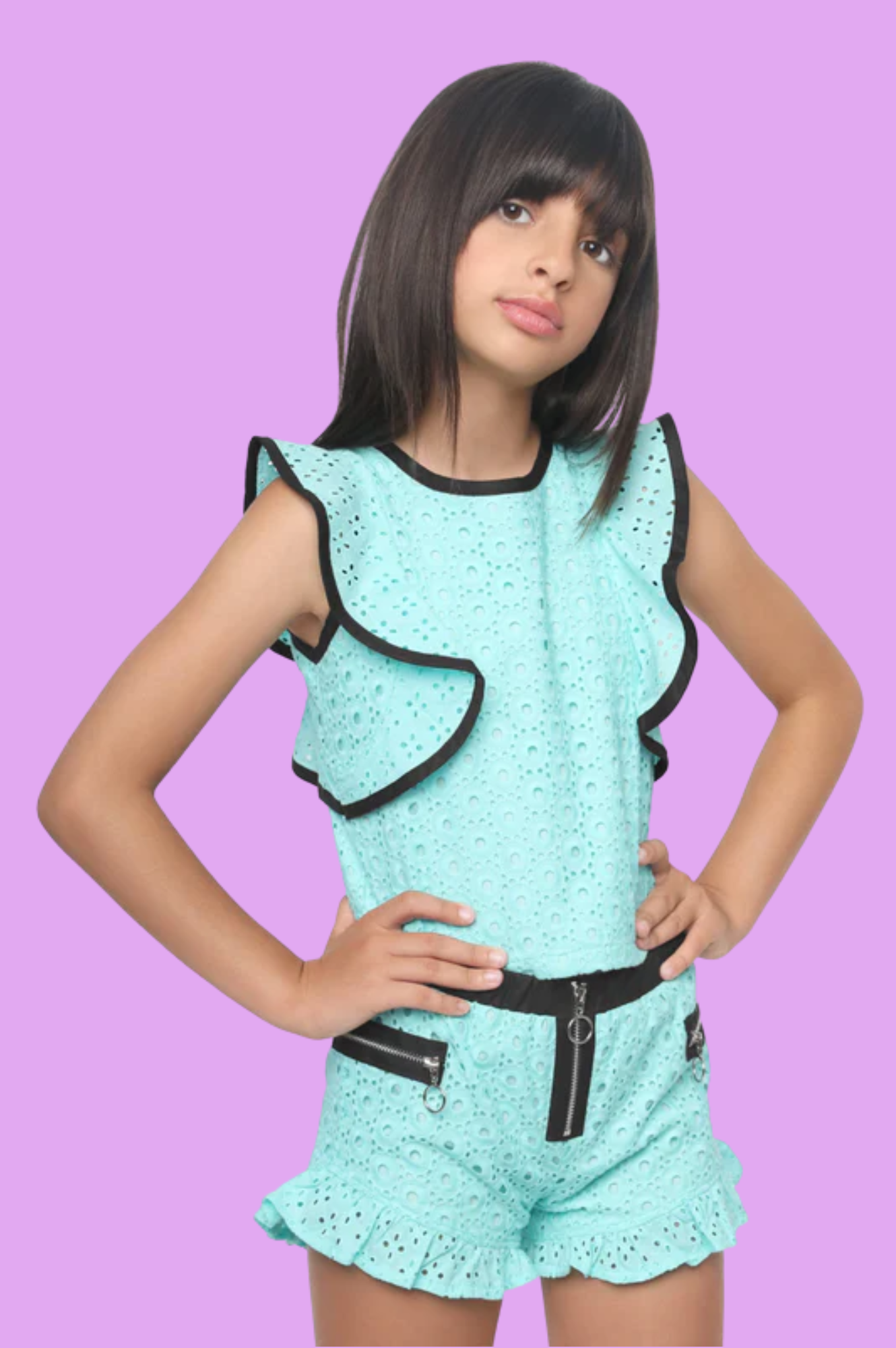 Eyelet Top Aqua