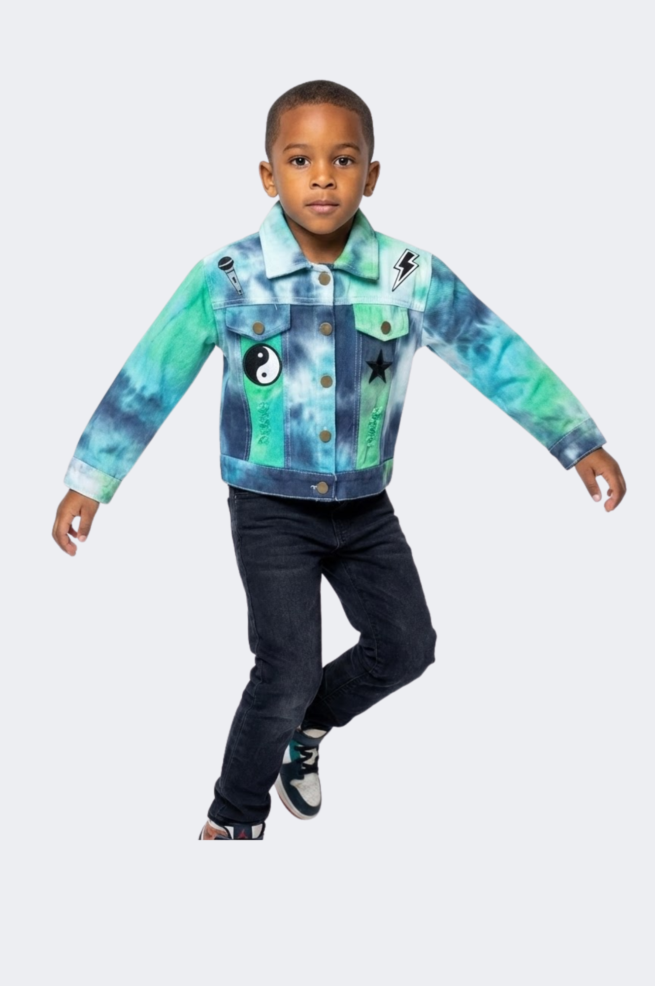 Tie Dye Denim Jacket with Patches