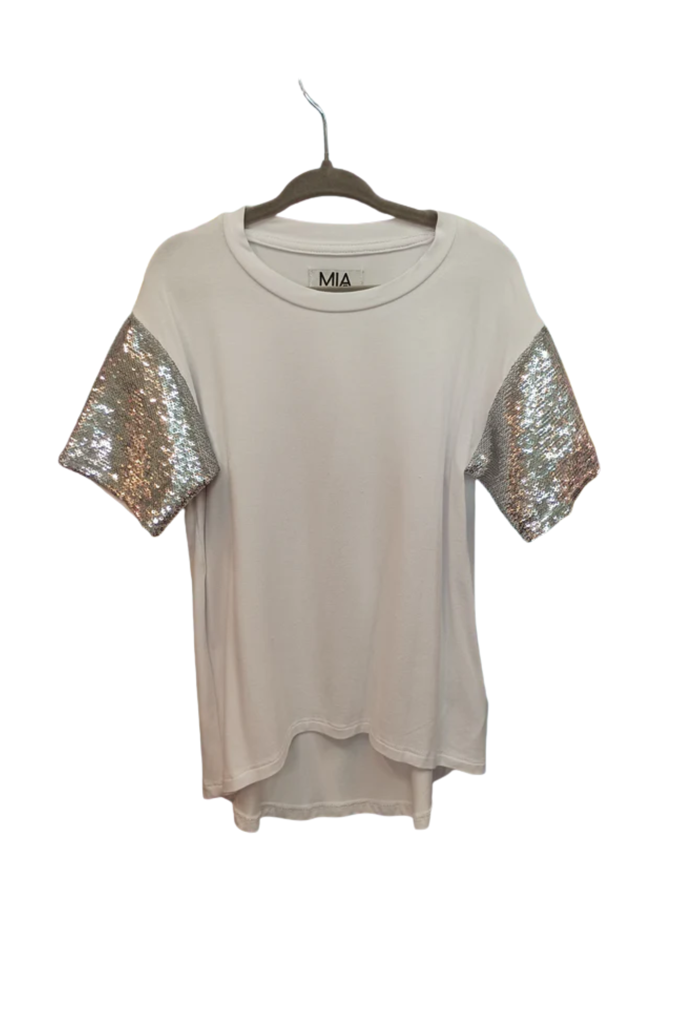 Sequin Sleeve T-Shirt White