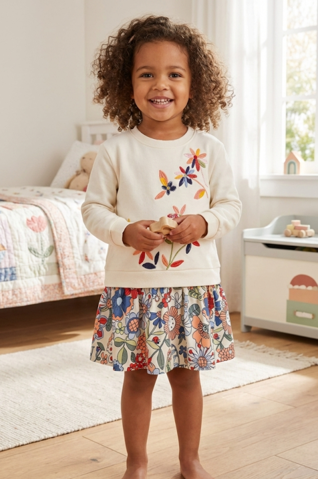 Off White Flower Print Dress