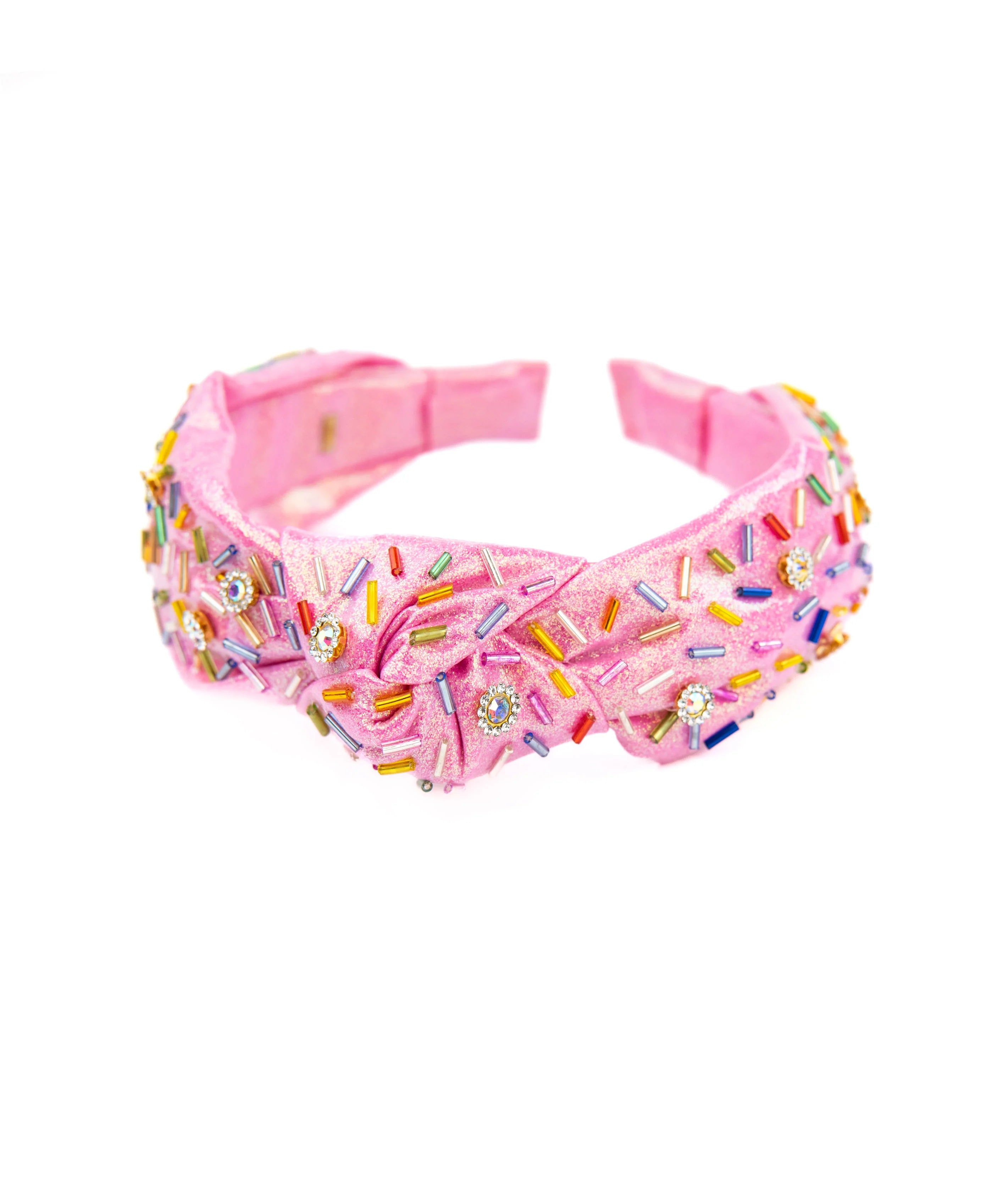 Thin Sprinkle Jewel Knot Headband Pink