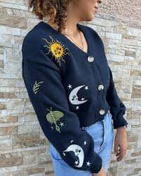 Navy Blue Sun & Moon Cardigan